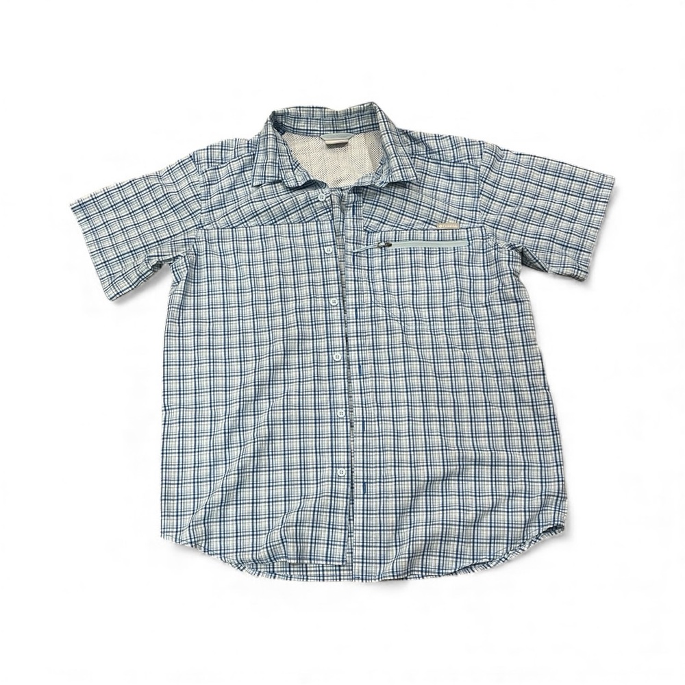 Columbia Blue and White Plaid Shirt
